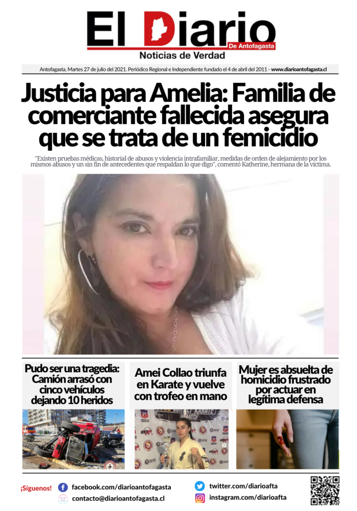 El Diario de Antofagasta Portada 27 de julio 2021 El Diario de