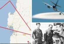 Tiángulo de Cerro Moreno / Portada del Libro El Tiángulo de Cerro Moreno de Hugo Riquelme / Politos de la Fuerza Aérea de Chile que tuvieron encuentros con OVNIS, Danilo Catalán (Primero a la izquierda) y Hernán Gabrielli (Ultimo a la derecha) Fotografía del Libro “Ovnis y Fuerzas Armadas.