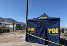 Carpa de la PDI en la escena