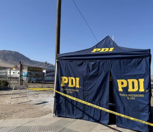 Carpa de la PDI en la escena